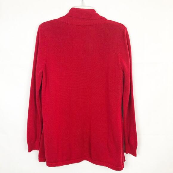 B Design Open Front Red Cardigan Size Medium - Picture 7 of 12